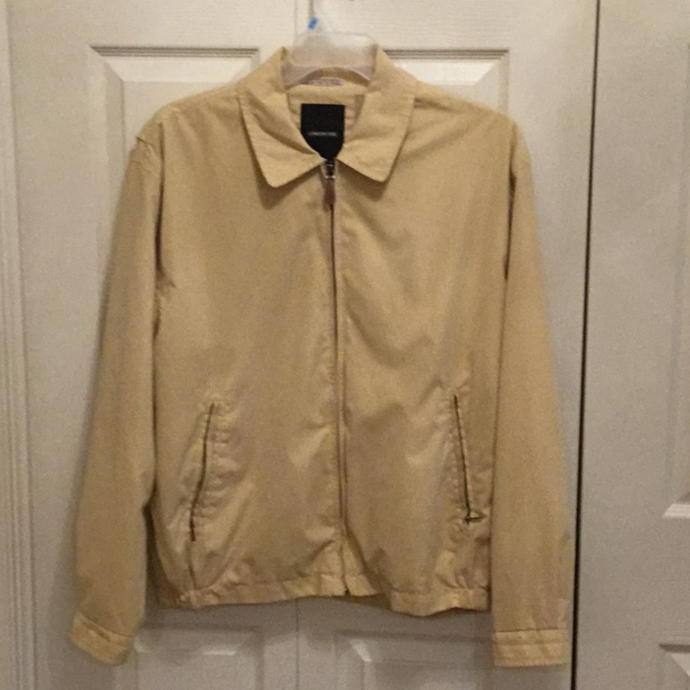London Fog pale yellow microfiber zip up jacket. Size L